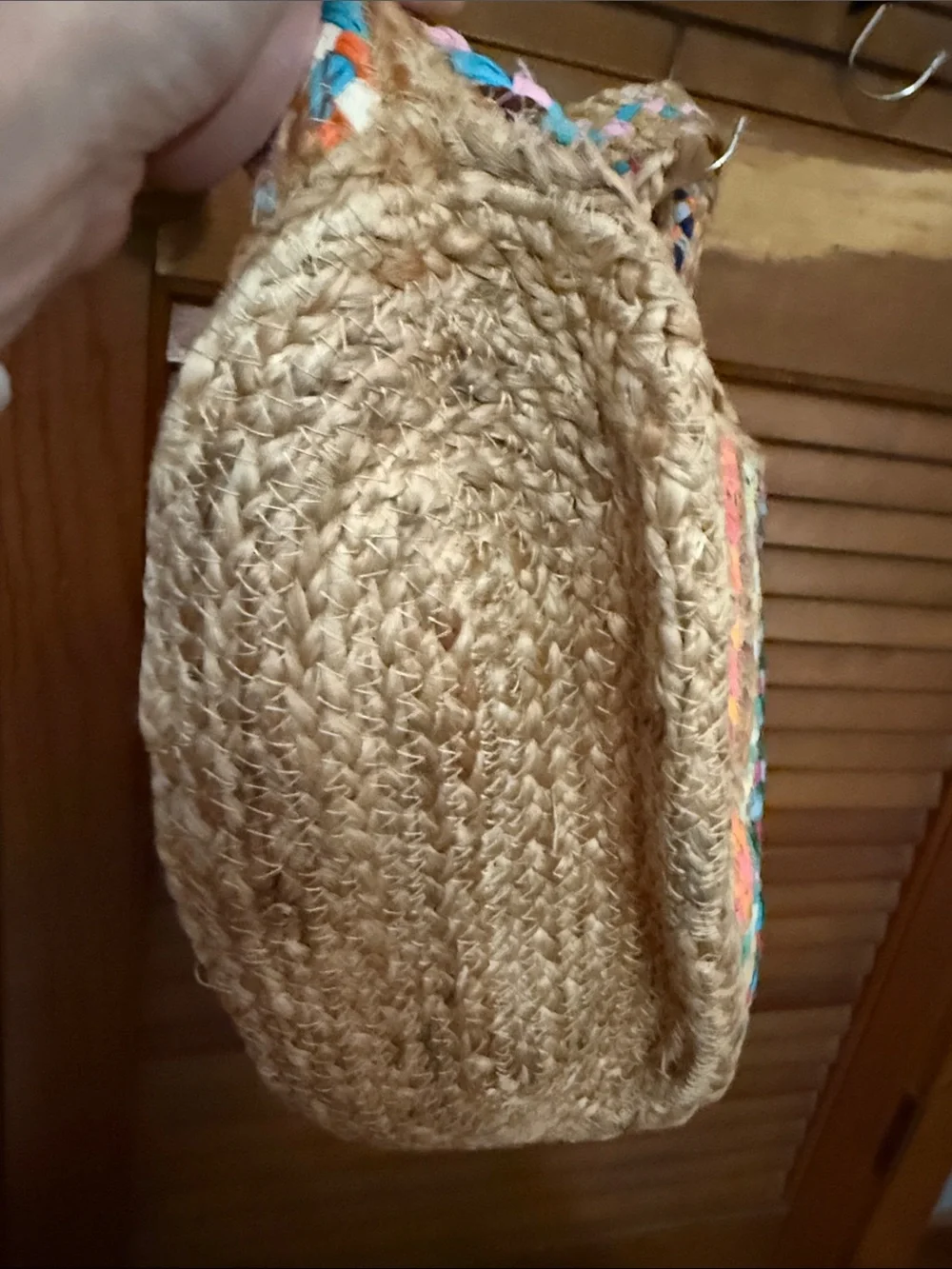 Antik Kraft Rainbow Braided Straw Tote with Natural Trim - Picture 3 of 3